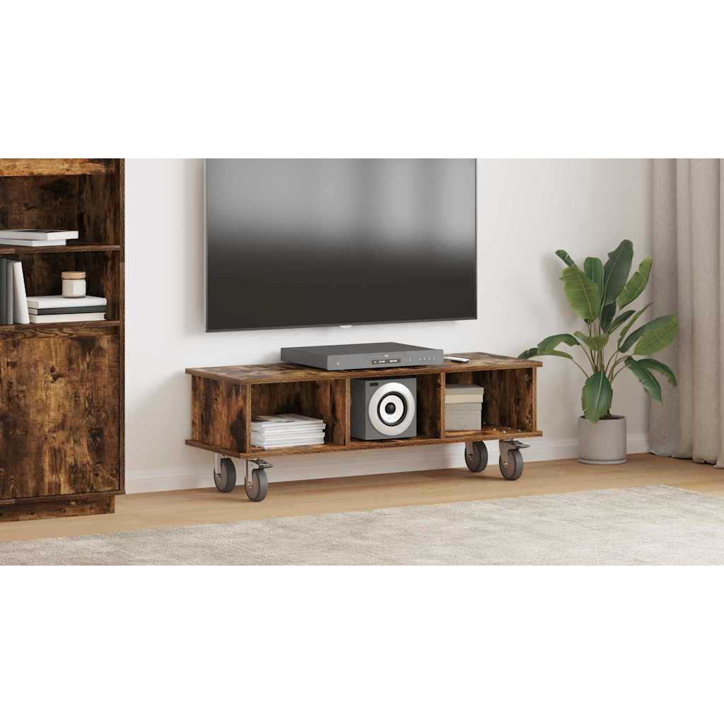 vidaXL Stół pod telewizor 100 x 35 x 35 cm Dąb wędzony