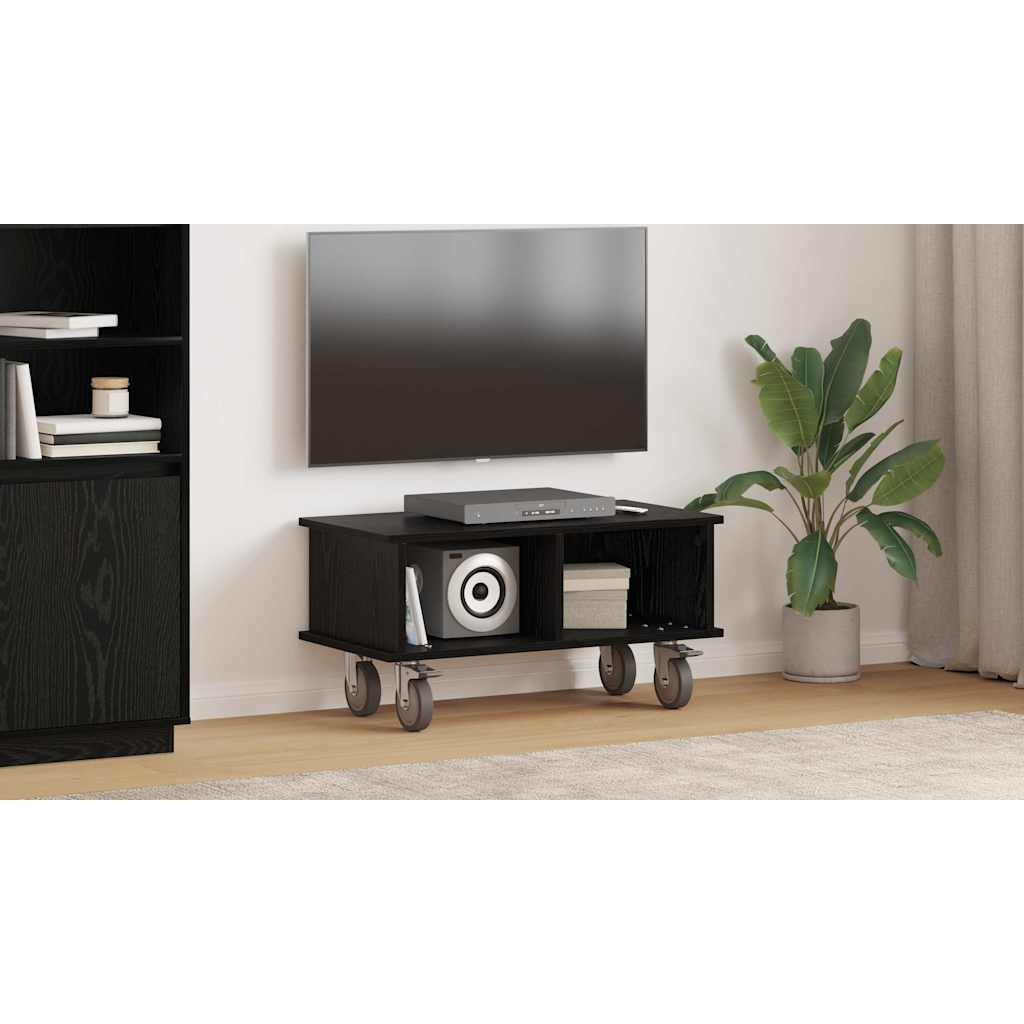 vidaXL Stół pod telewizor 68,5 x 35 x 35 cm Czarny Dąb