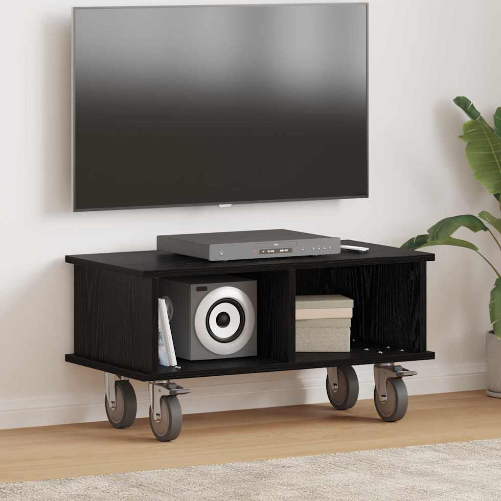 vidaXL Stół pod telewizor Czarny Dąb 68,5 x 35 x 35 cm