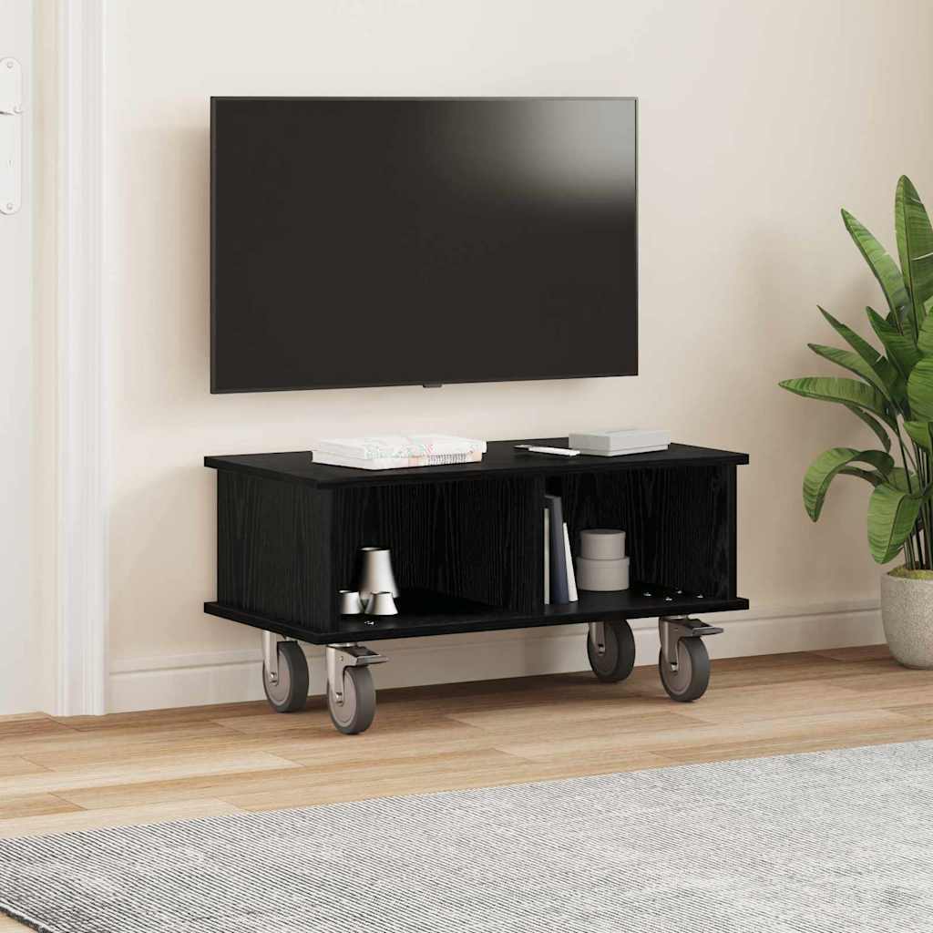 vidaXL Stół pod telewizor Czarny Dąb 68,5 x 35 x 35 cm