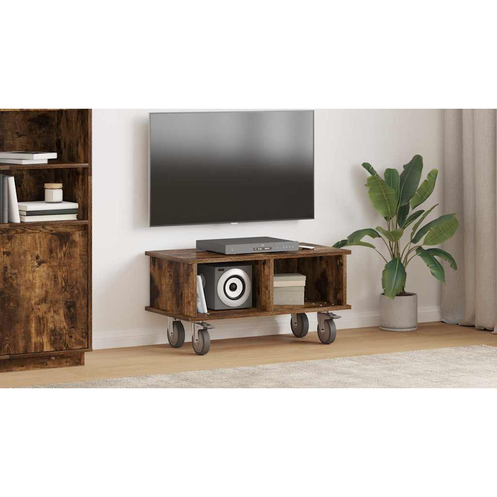 vidaXL Stół pod telewizor 68,5 x 35 x 35 cm Dąb wędzony