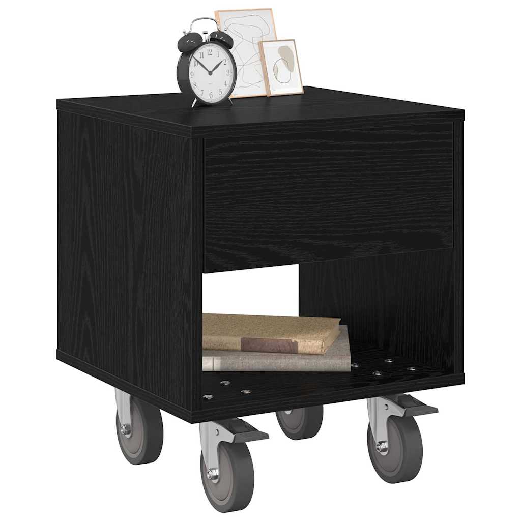 vidaXL Stolik nocny Czarny Dąb 40,5 x 40 x 48 cm