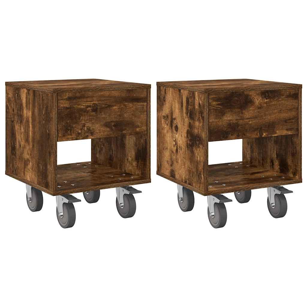 vidaXL Stolik nocny 2 pcs Dąb wędzony 40,5 x 40 x 48 cm