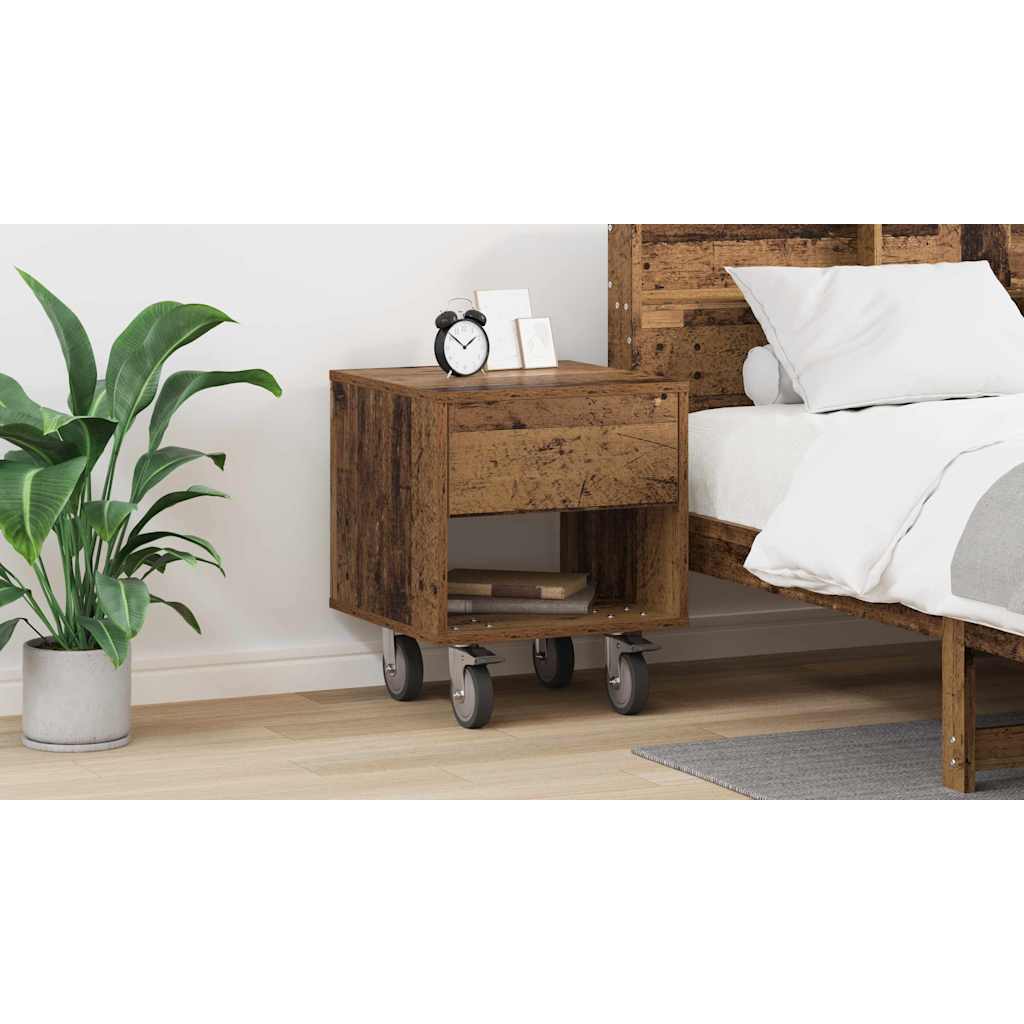 vidaXL Stolik nocny Stare drewno 40,5 x 40 x 48 cm Drewno inżynieryjne