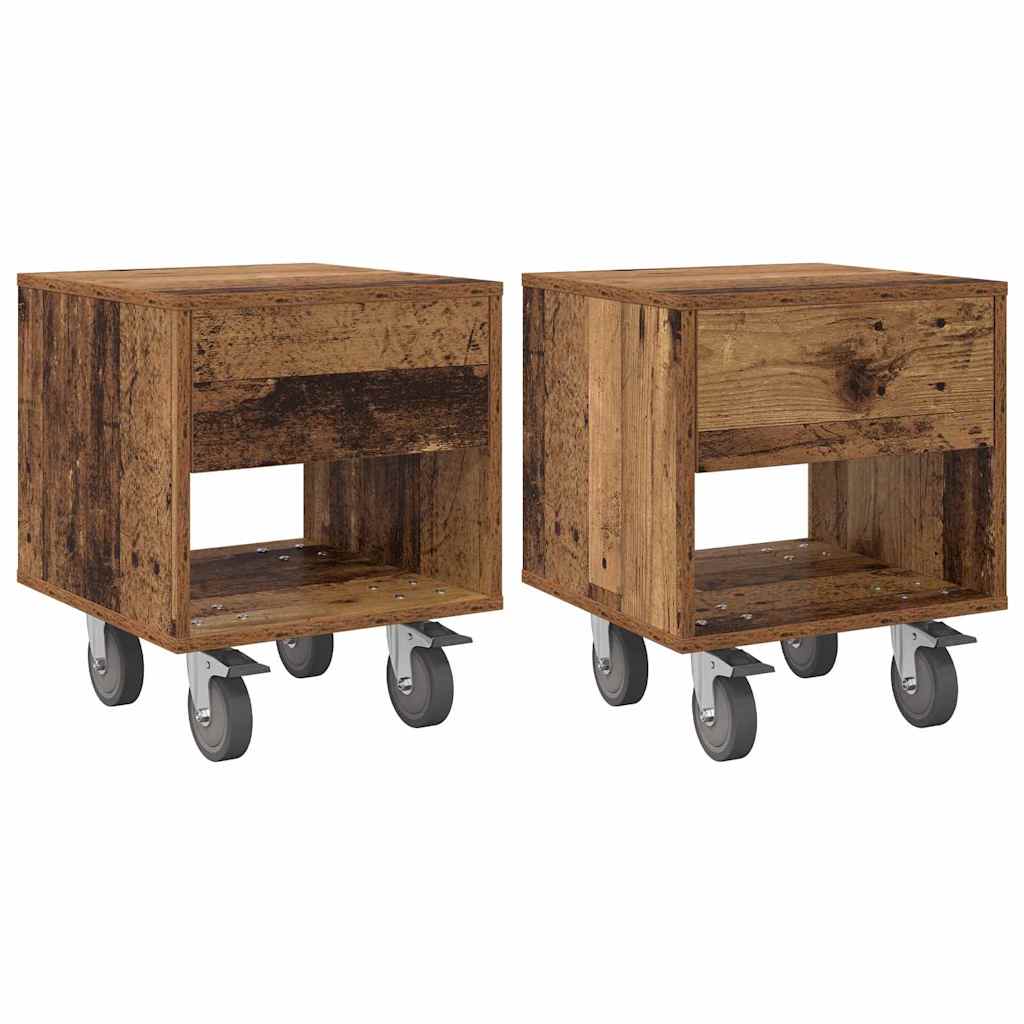 vidaXL Stolik nocny 2 pcs Stare drewno 40,5 x 40 x 48 cm