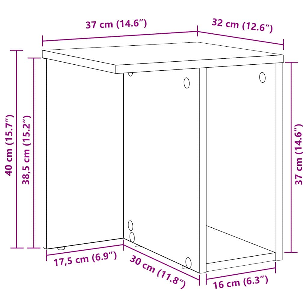 vidaXL Stolik końcowy Stare drewno 37 x 32 x 40 cm Drewno inżynieryjne