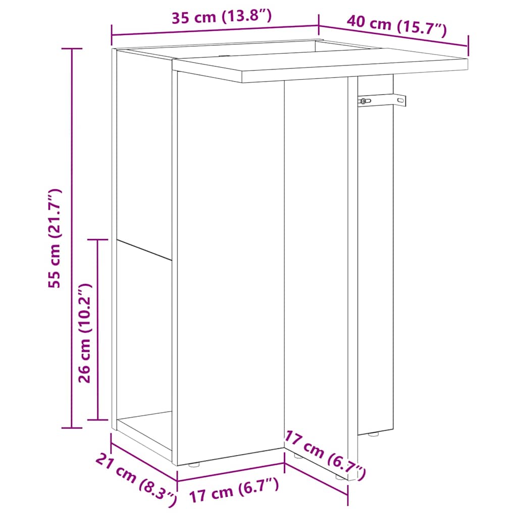 vidaXL Stolik końcowy Biały 35 x 40 x 55 cm Materiał drewnopochodny
