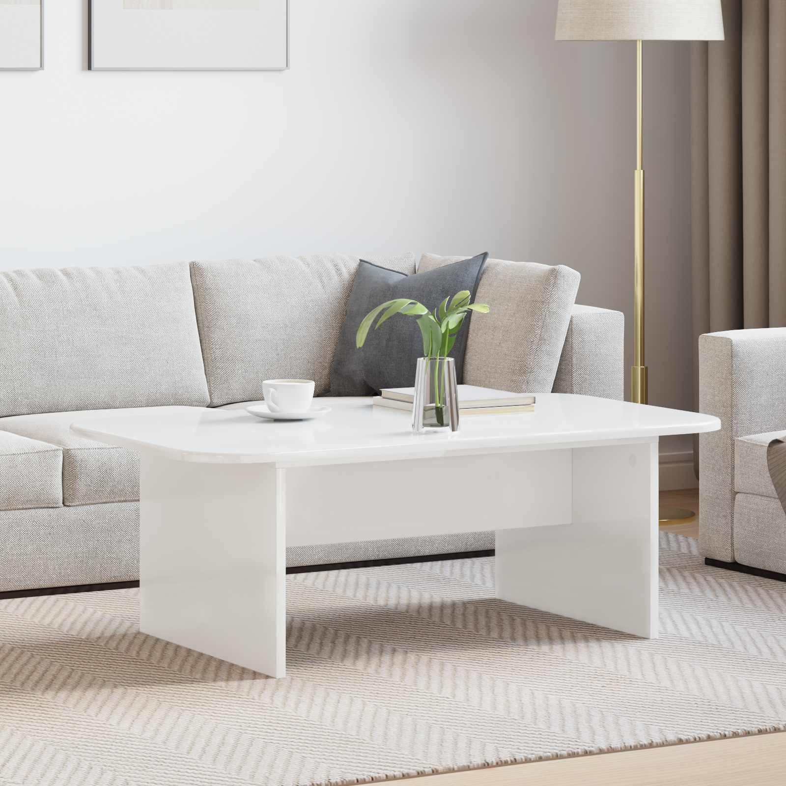 vidaXL Stolik kawowy Biały 93 x 53 x 33 cm Drewno inżynieryjne