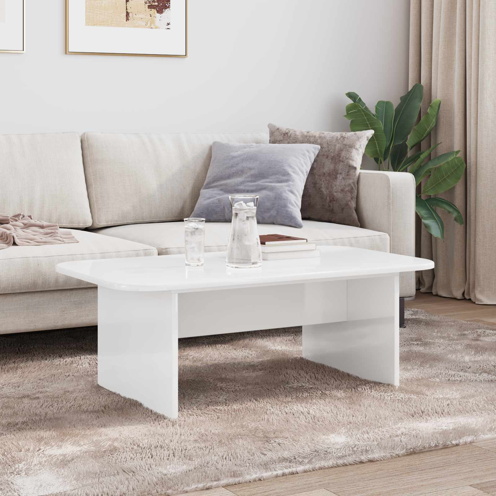 vidaXL Stolik kawowy Wysoki połysk biały 93 x 53 x 33 cm