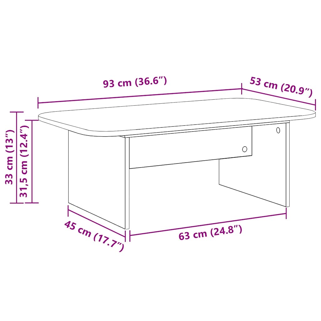 vidaXL Stolik kawowy Stare drewno 93 x 53 x 33 cm