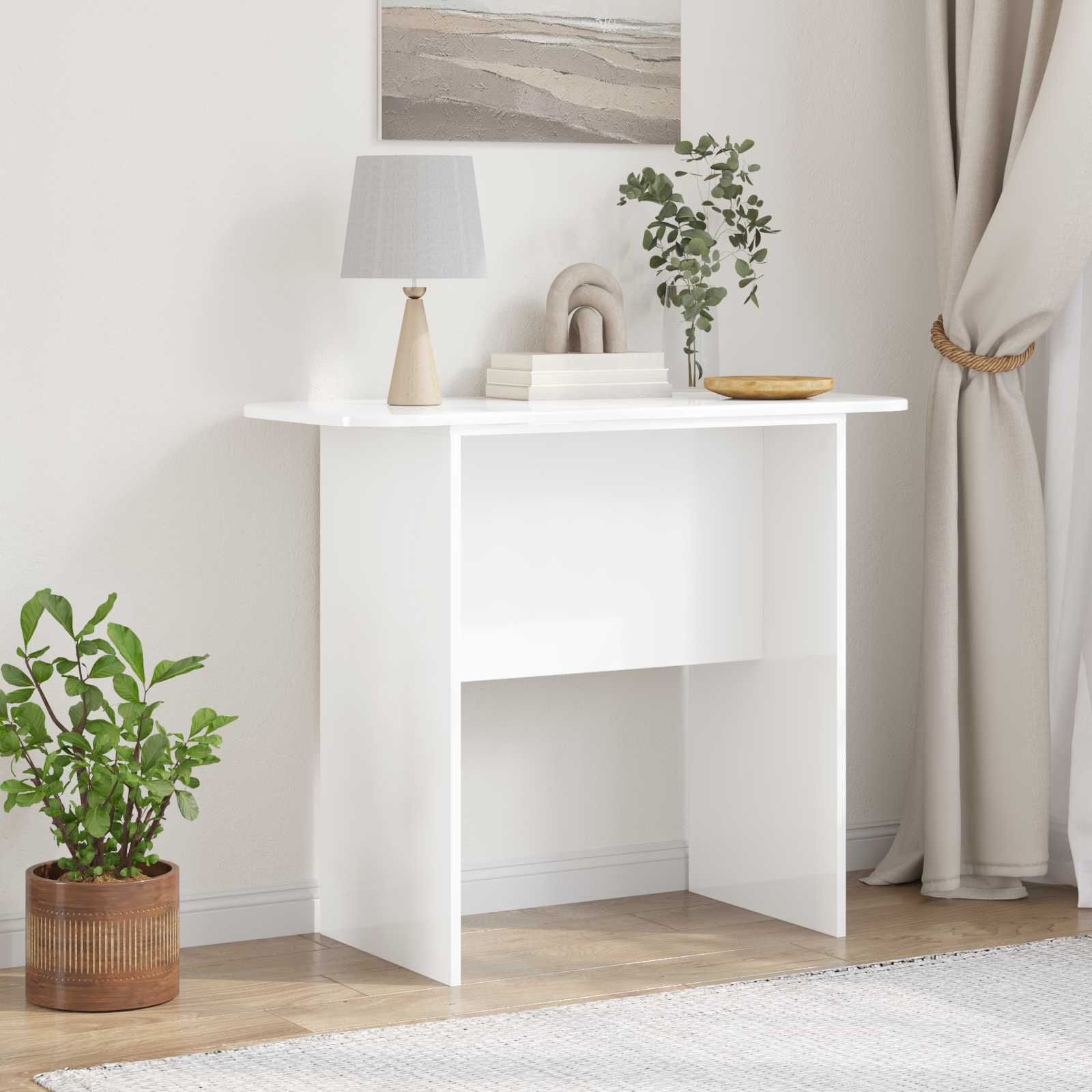vidaXL Konsola Wysoki połysk biały 93 x 40 x 75 cm Drewno inżynieryjne