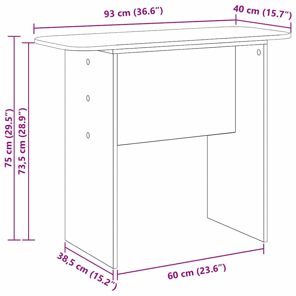 vidaXL Konsola Dąb wędzony 93 x 40 x 75 cm Materiał drewnopochodny