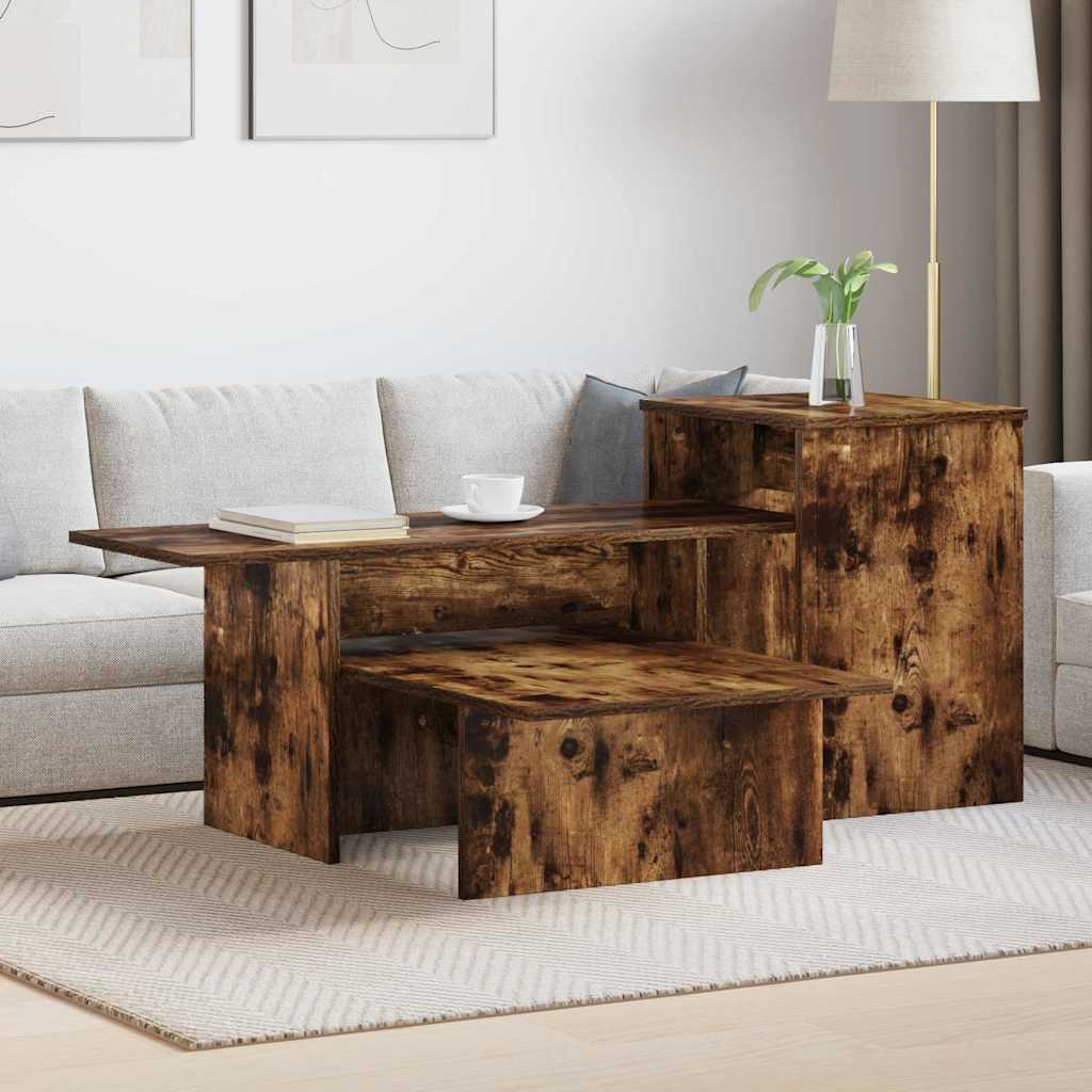 vidaXL Konsola Dąb wędzony 91,5 x 35 x 38,5 cm Materiał drewnopochodny