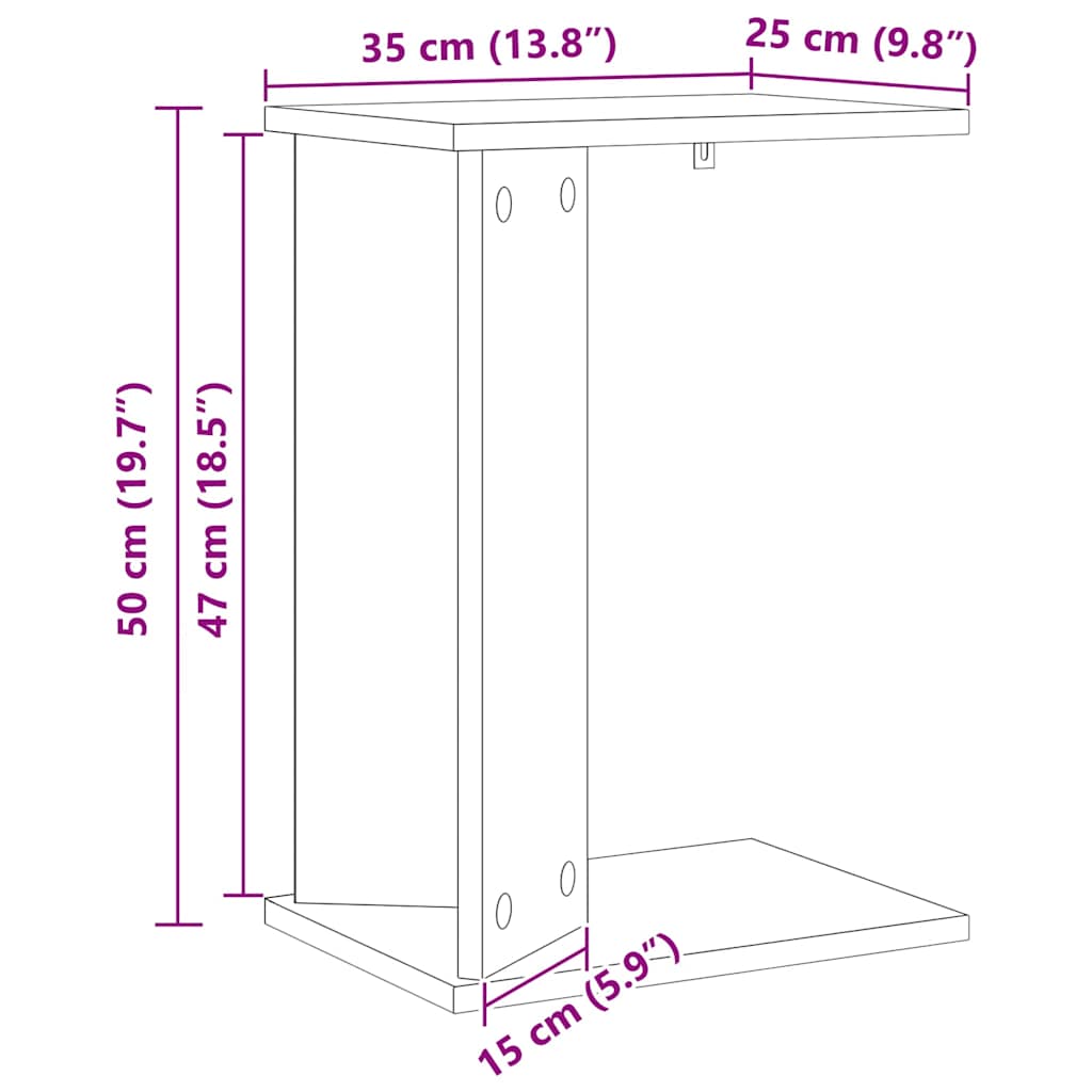 vidaXL Stolik końcowy Szary Sonoma 35 x 25 x 50 cm Drewno inżynieryjne