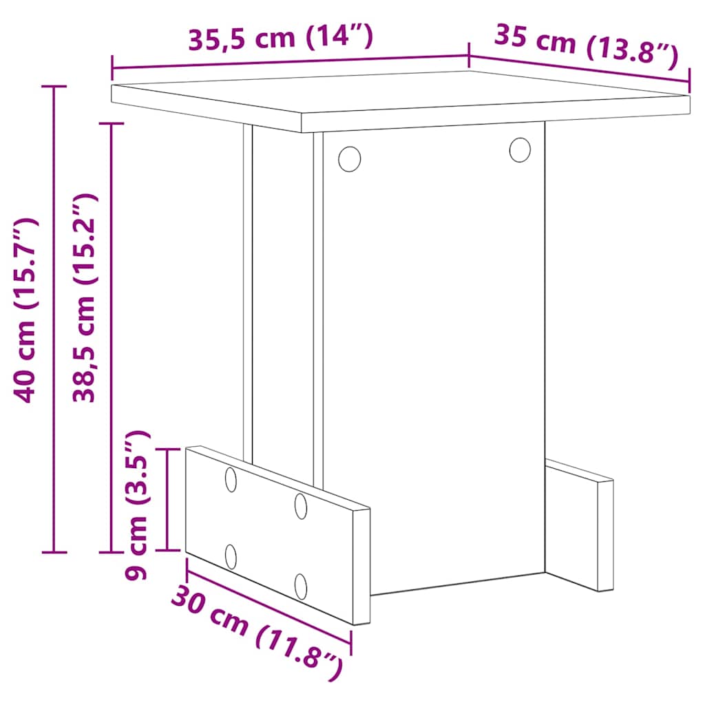 vidaXL Stolik końcowy Stare drewno 35,5 x 35 x 40 cm