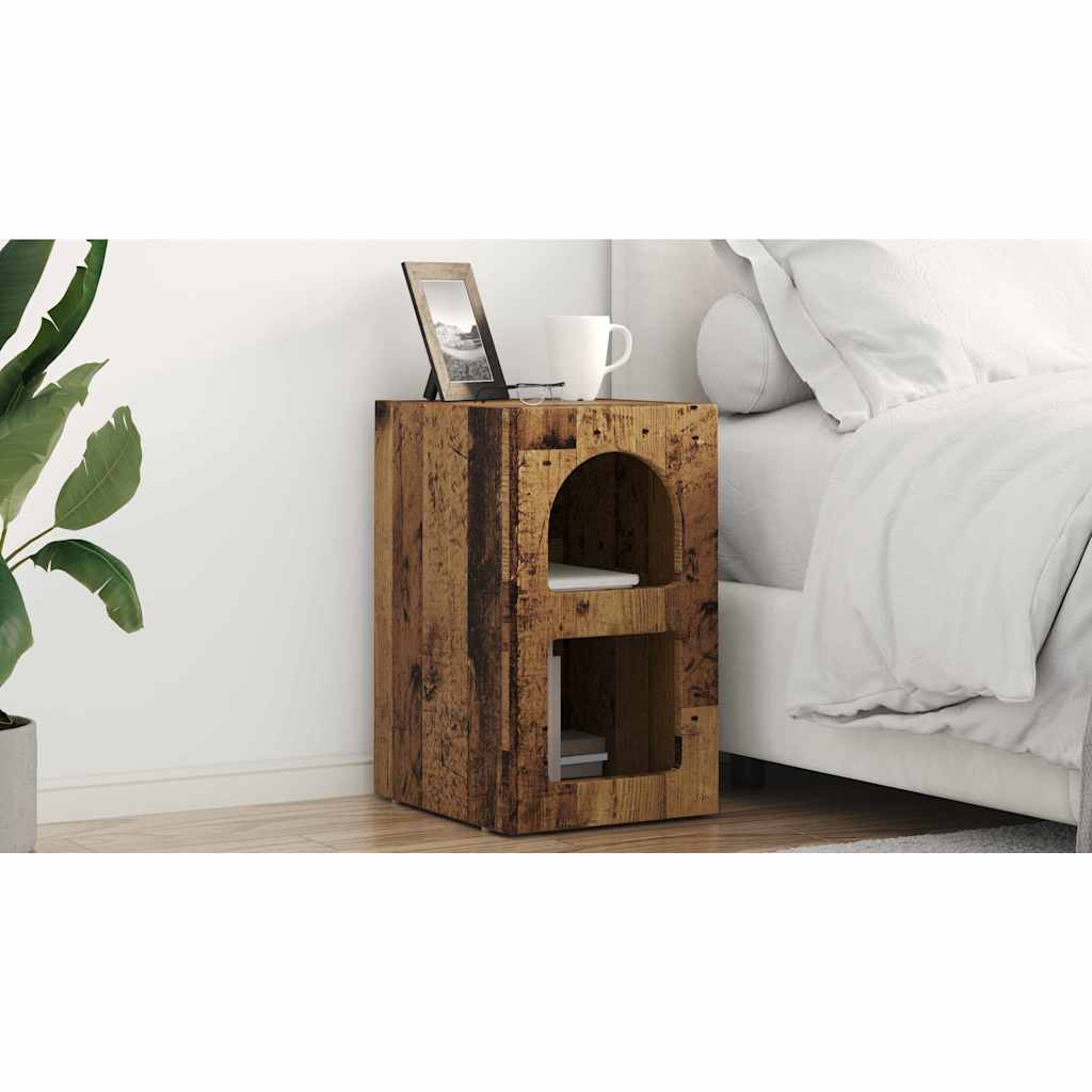 vidaXL Stolik nocny ELST Stare drewno 29,5 x 33,5 x 50 cm