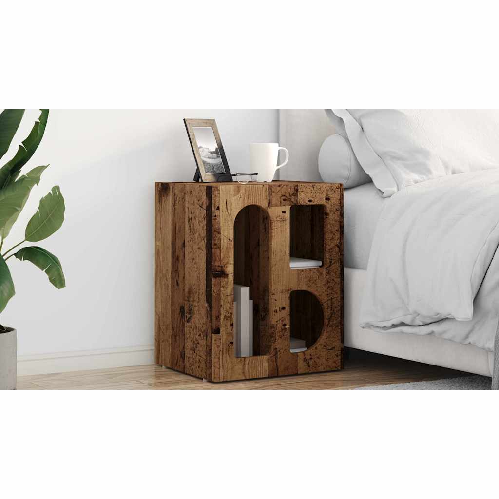 vidaXL Stolik nocny ELST Stare drewno 40 x 35 x 50 cm
