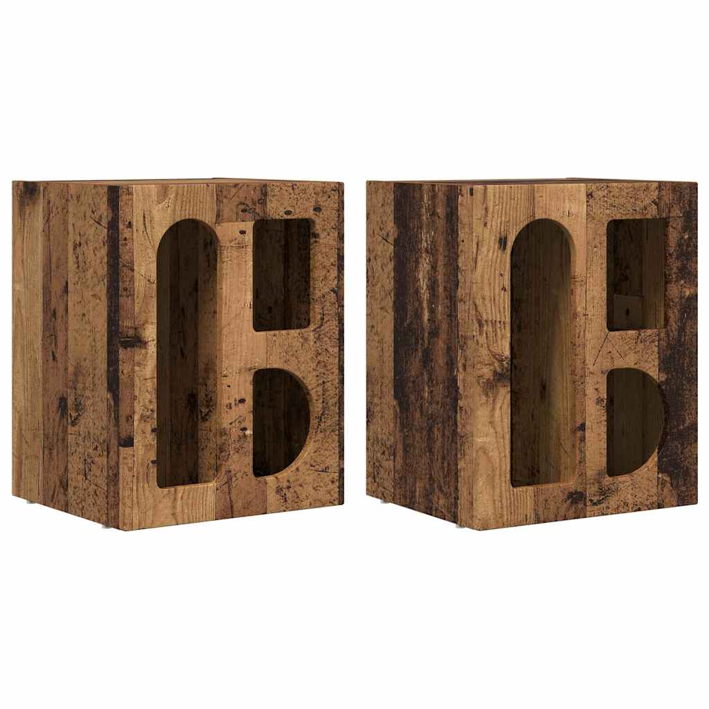 vidaXL Stolik nocny 2 pcs Stare drewno 40 x 35 x 50 cm