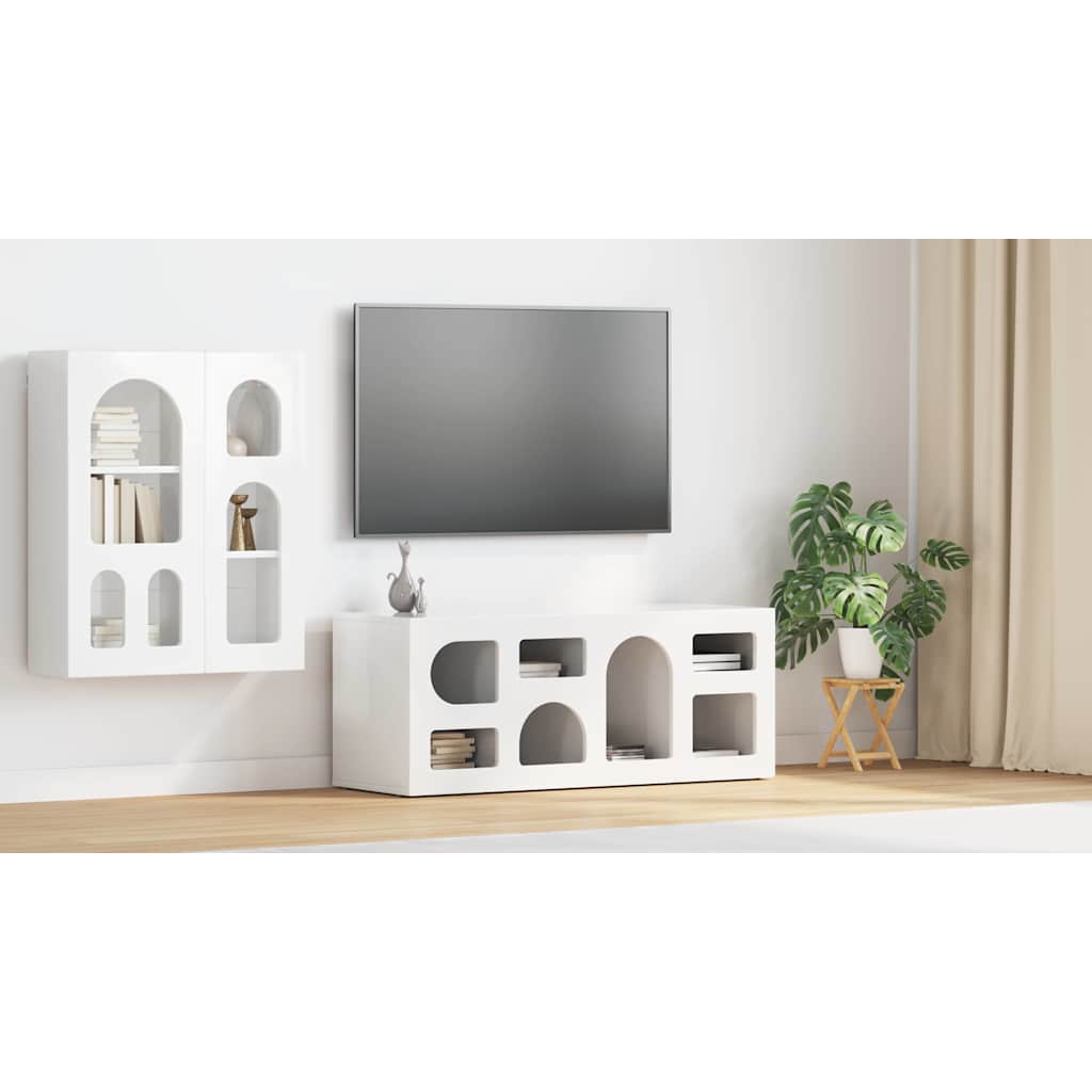 vidaXL Szafka pod telewizor ELST 100 x 35 x 40 cm Wysoki połysk biały
