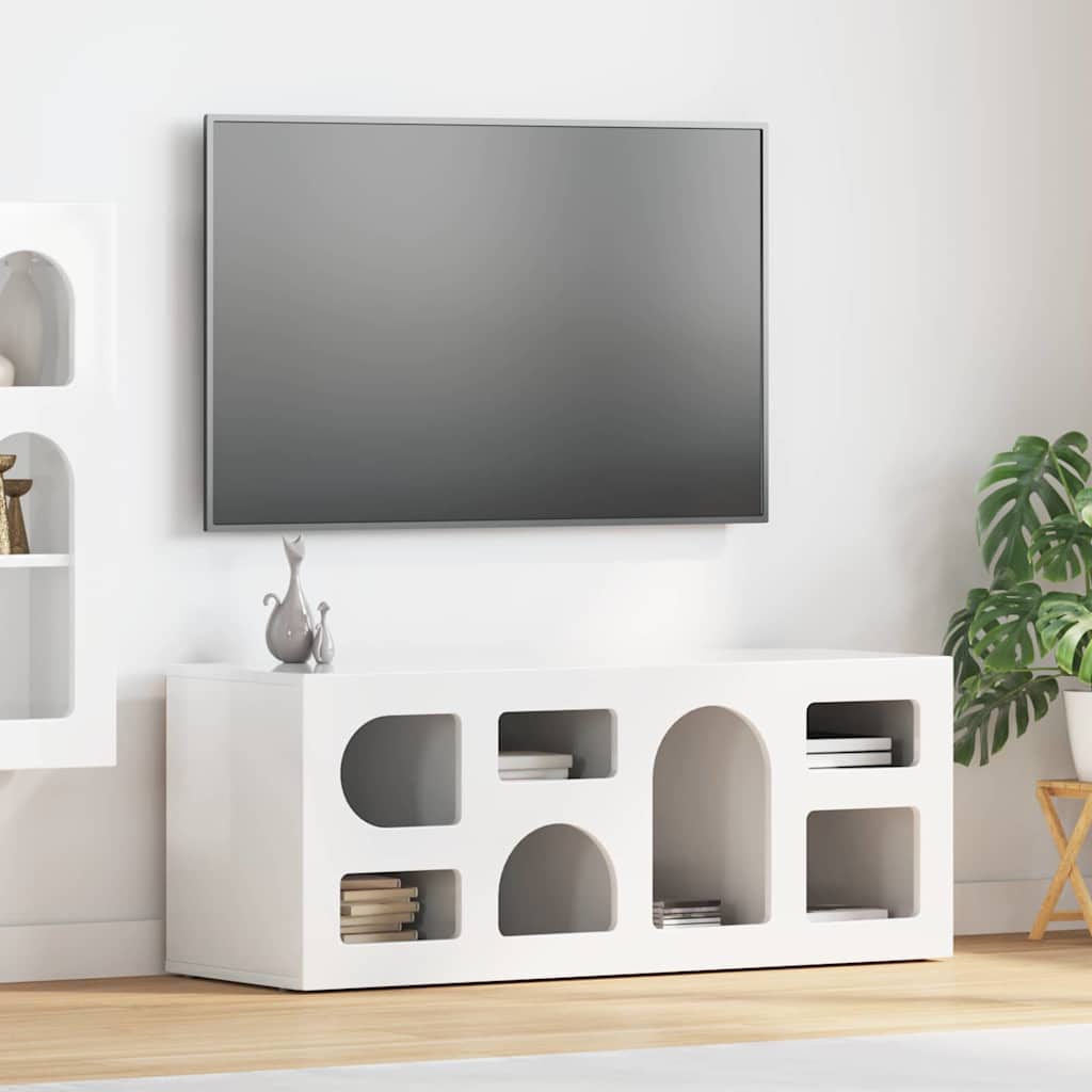 vidaXL Szafka pod telewizor Wysoki połysk biały 100 x 35 x 40 cm
