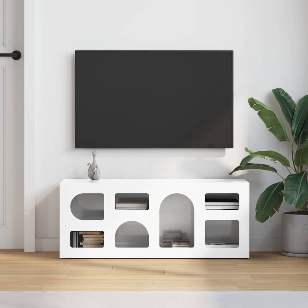 vidaXL Szafka pod telewizor Wysoki połysk biały 100 x 35 x 40 cm