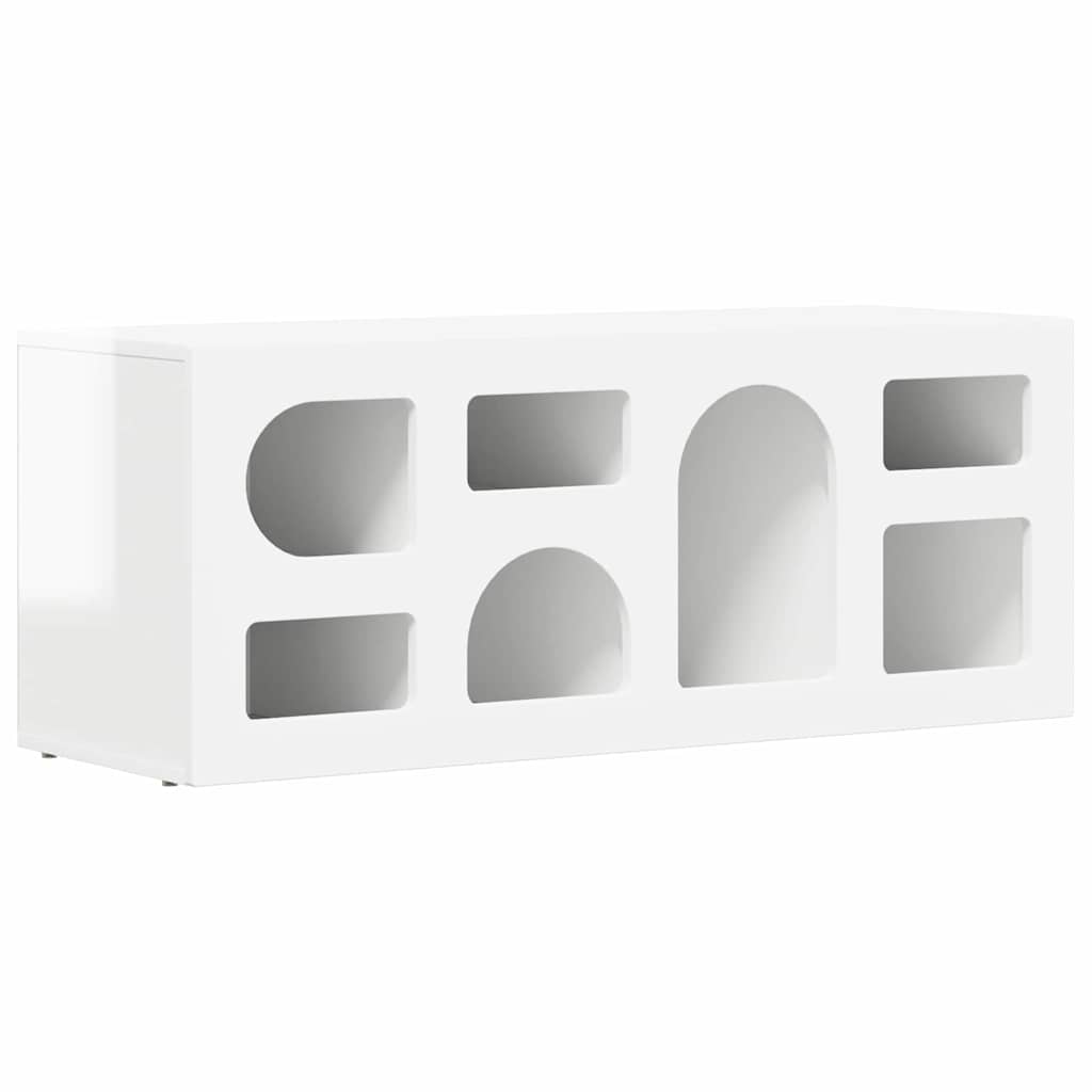 vidaXL Szafka pod telewizor Wysoki połysk biały 100 x 35 x 40 cm
