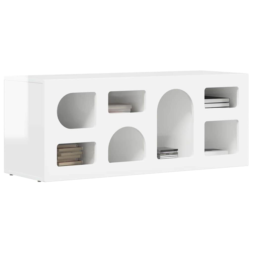 vidaXL Szafka pod telewizor Wysoki połysk biały 100 x 35 x 40 cm