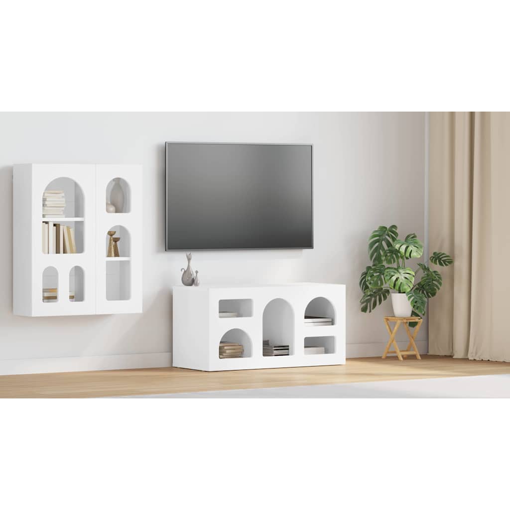 vidaXL Szafka pod telewizor ELST 80 x 35 x 40 cm Wysoki połysk biały