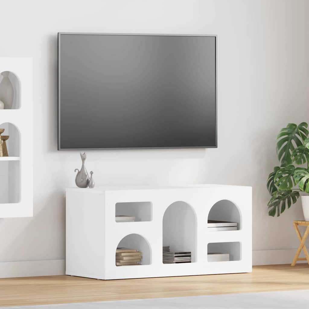vidaXL Szafka pod telewizor Wysoki połysk biały 80 x 35 x 40 cm