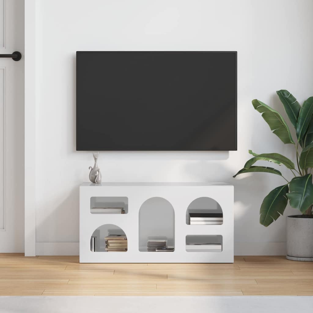 vidaXL Szafka pod telewizor Wysoki połysk biały 80 x 35 x 40 cm