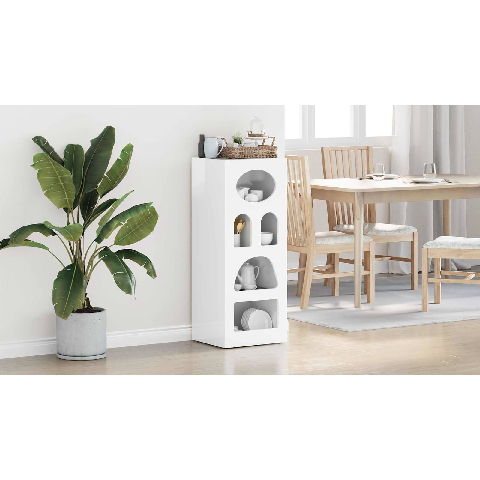vidaXL Bufet ELST Wysoki połysk biały 40 x 35 x 100,5 cm