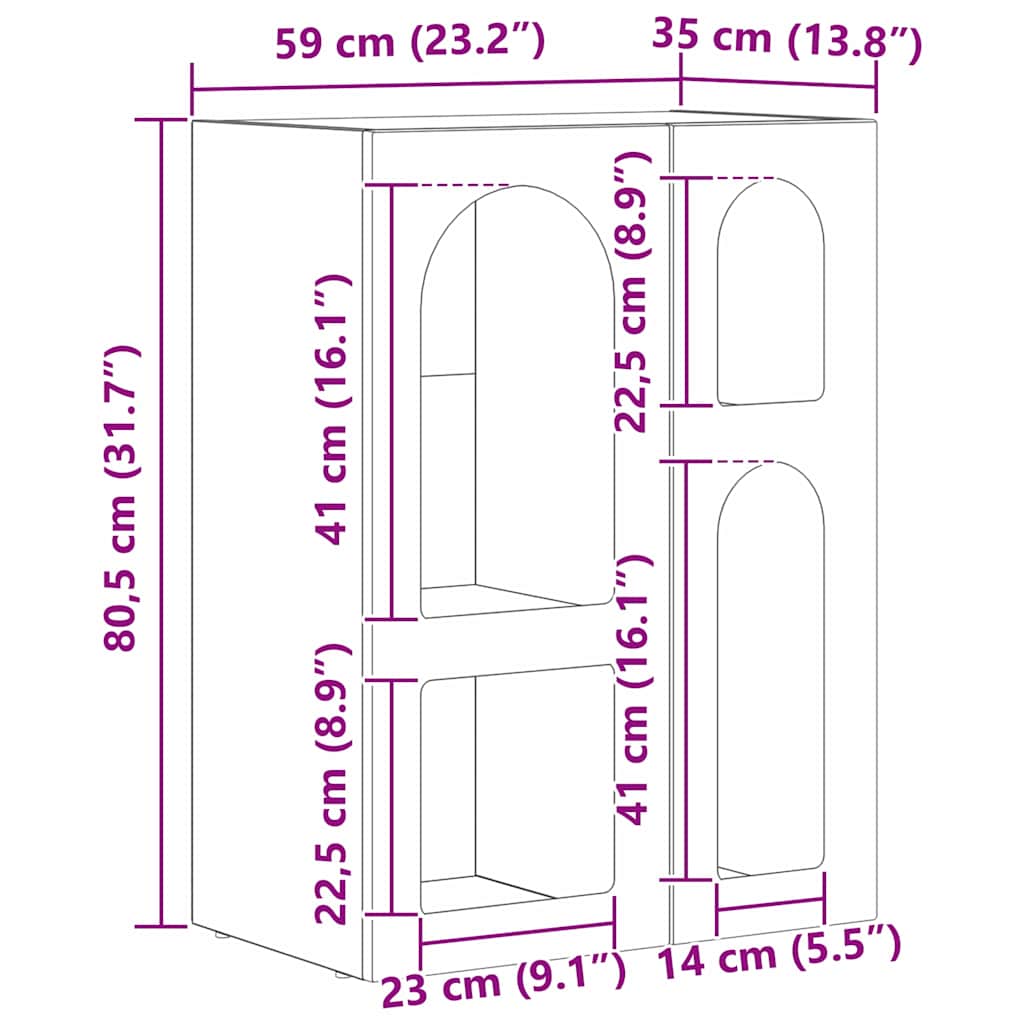 vidaXL Bufet Szary Sonoma 59 x 35 x 80.5 cm Materiał drewnopochodny