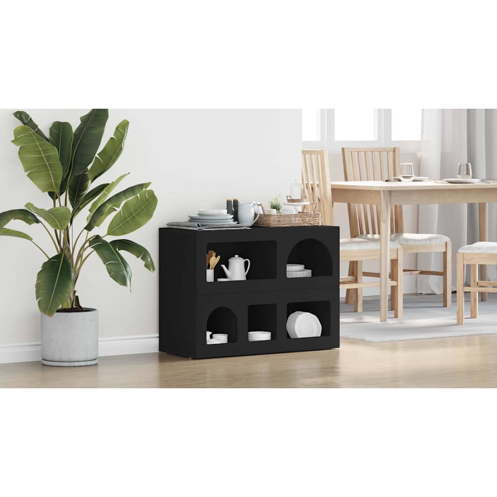 vidaXL Bufet ELST Czarny 80,5 x 35 x 59 cm Drewno inżynieryjne