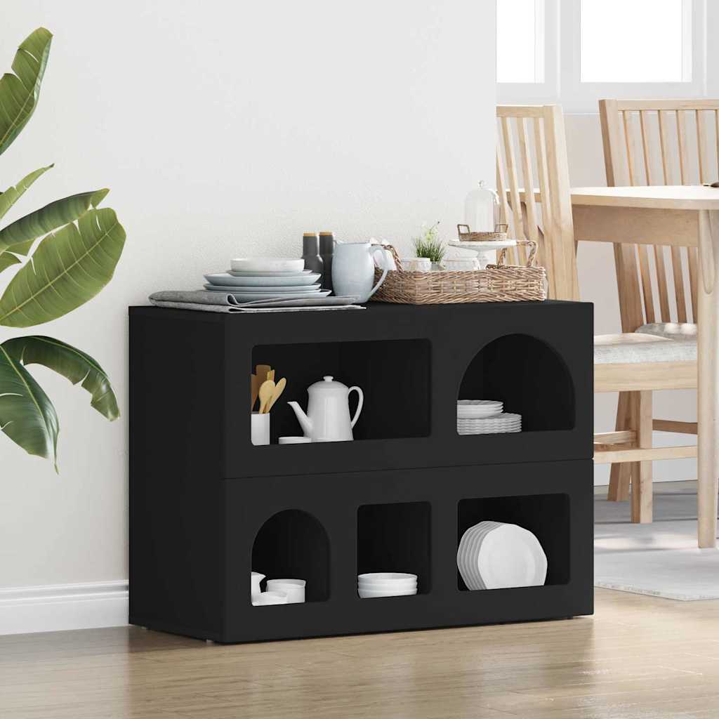vidaXL Bufet Czarny 80,5 x 35 x 59 cm Materiał drewnopochodny