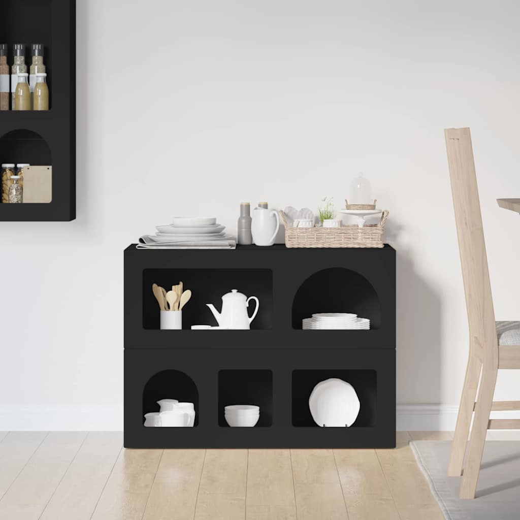 vidaXL Bufet Czarny 80,5 x 35 x 59 cm Materiał drewnopochodny