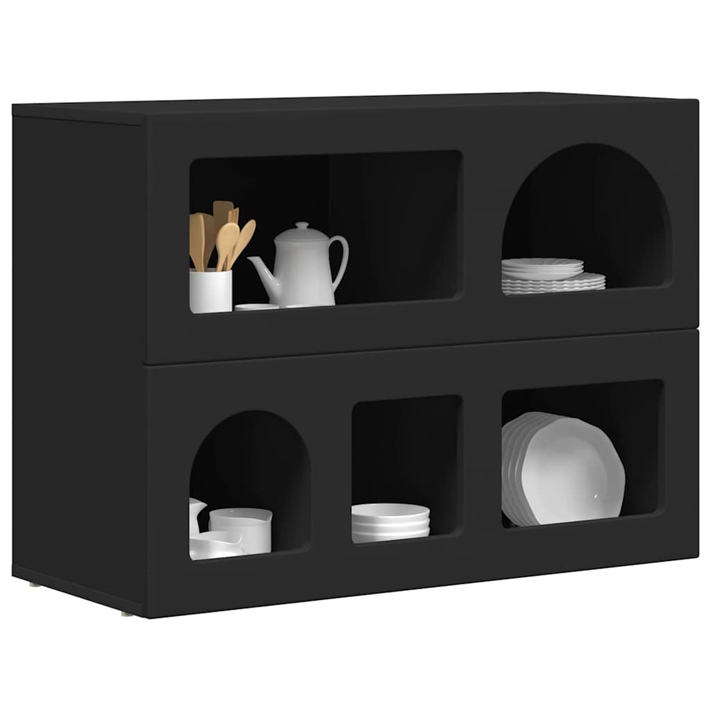vidaXL Bufet Czarny 80,5 x 35 x 59 cm Materiał drewnopochodny