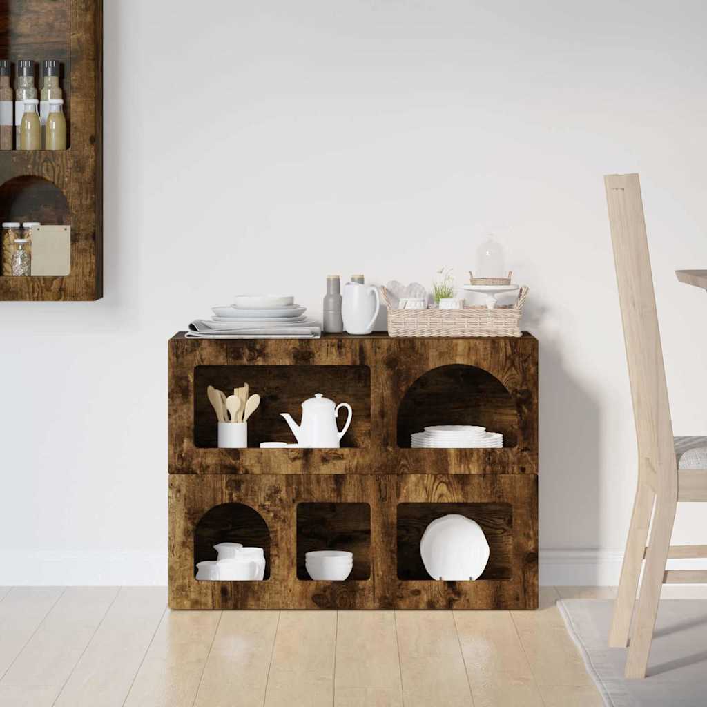 vidaXL Bufet Dąb wędzony 80,5 x 35 x 59 cm Materiał drewnopochodny