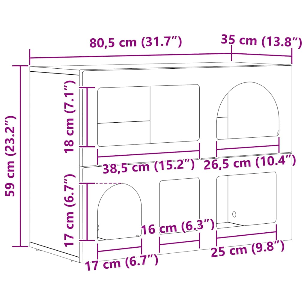 vidaXL Bufet Stare drewno 80,5 x 35 x 59 cm Materiał drewnopochodny