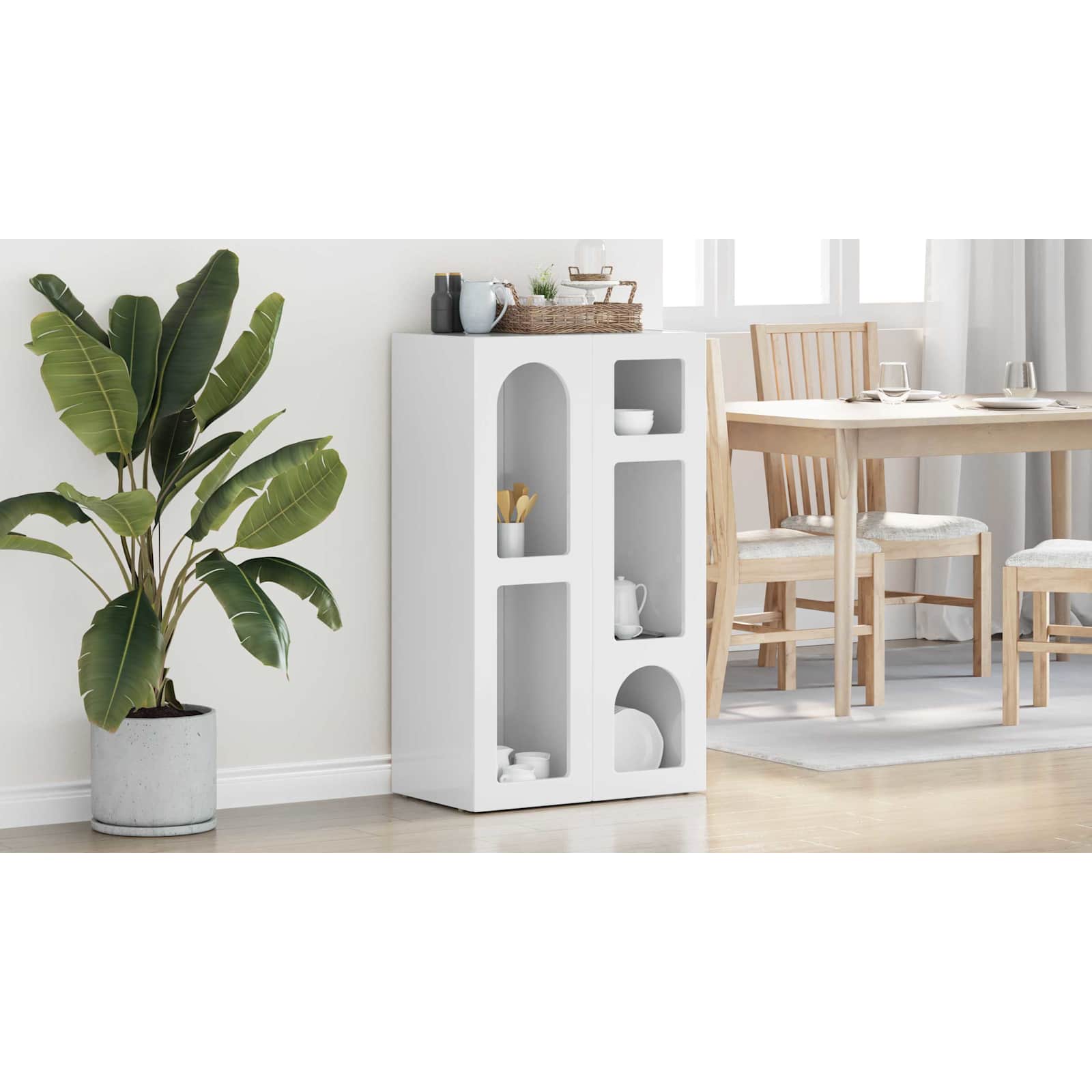 vidaXL Bufet ELST Wysoki połysk biały 59 x 35 x 100,5 cm