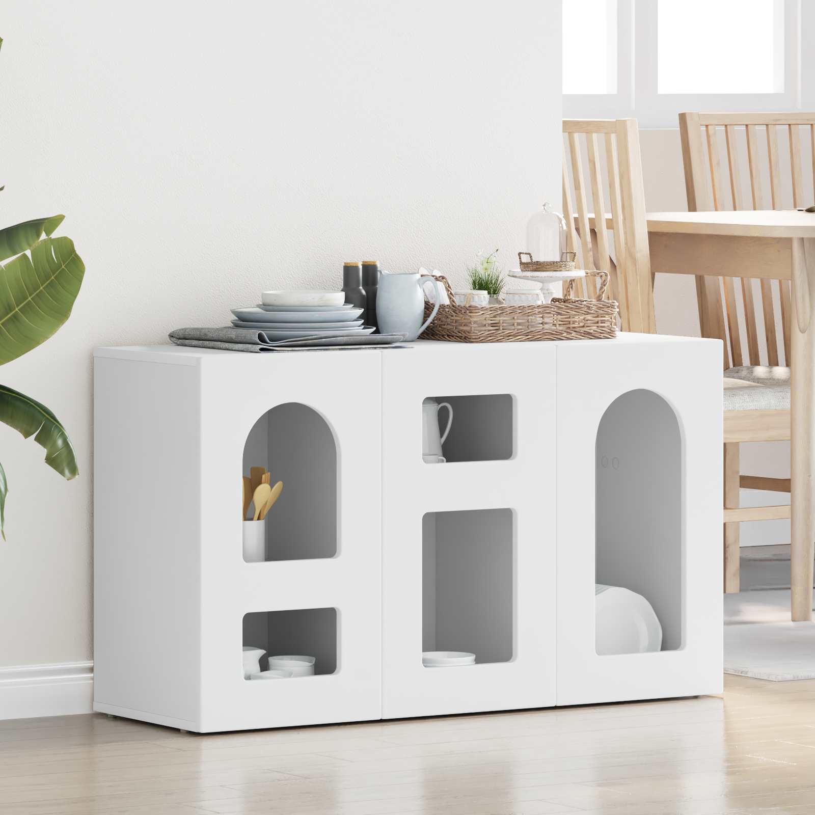 vidaXL Bufet Biały 100 x 35 x 59 cm Materiał drewnopochodny