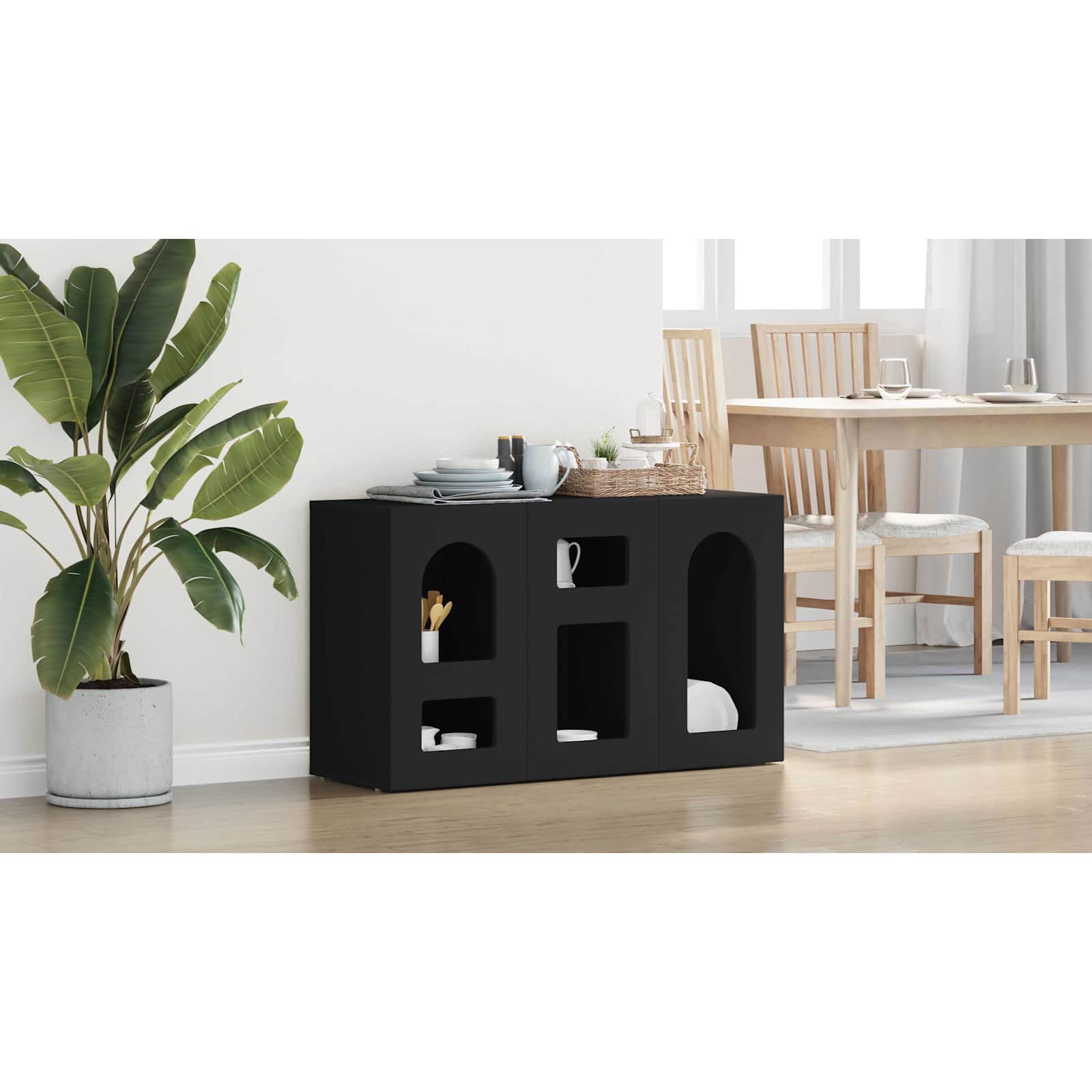 vidaXL Bufet ELST Czarny 100 x 35 x 59 cm Drewno inżynieryjne