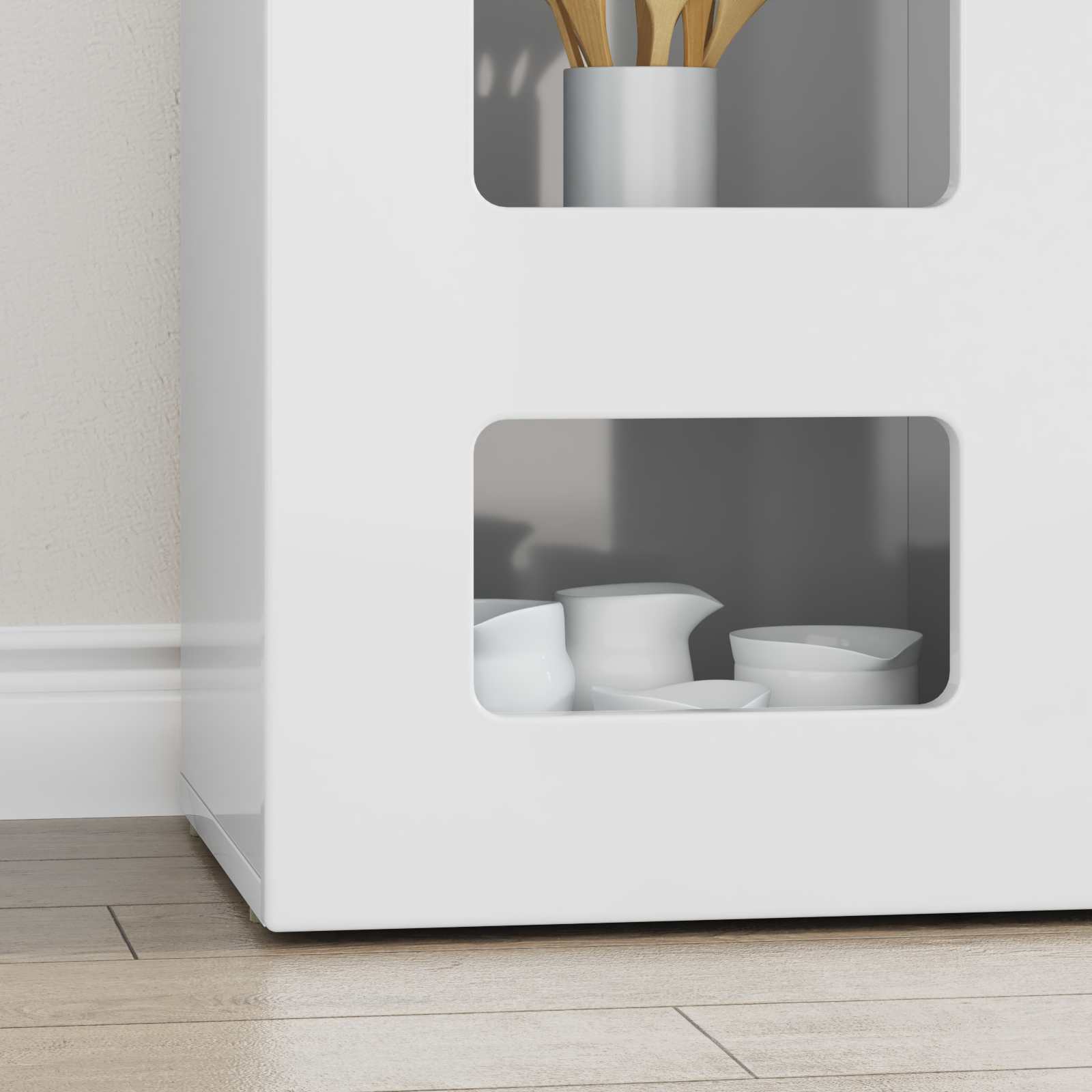 vidaXL Bufet Wysoki połysk biały 100 x 35 x 59 cm