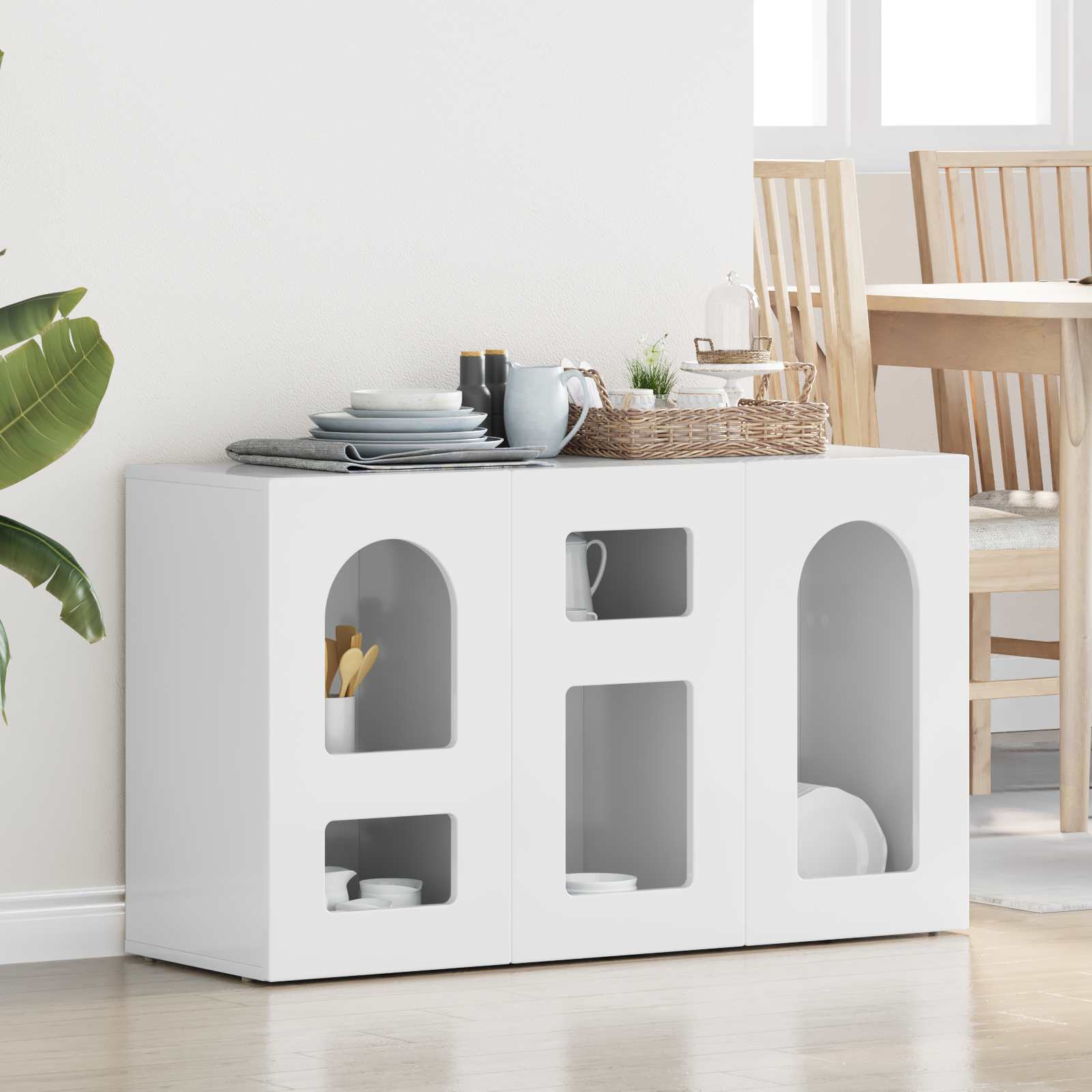 vidaXL Bufet Wysoki połysk biały 100 x 35 x 59 cm