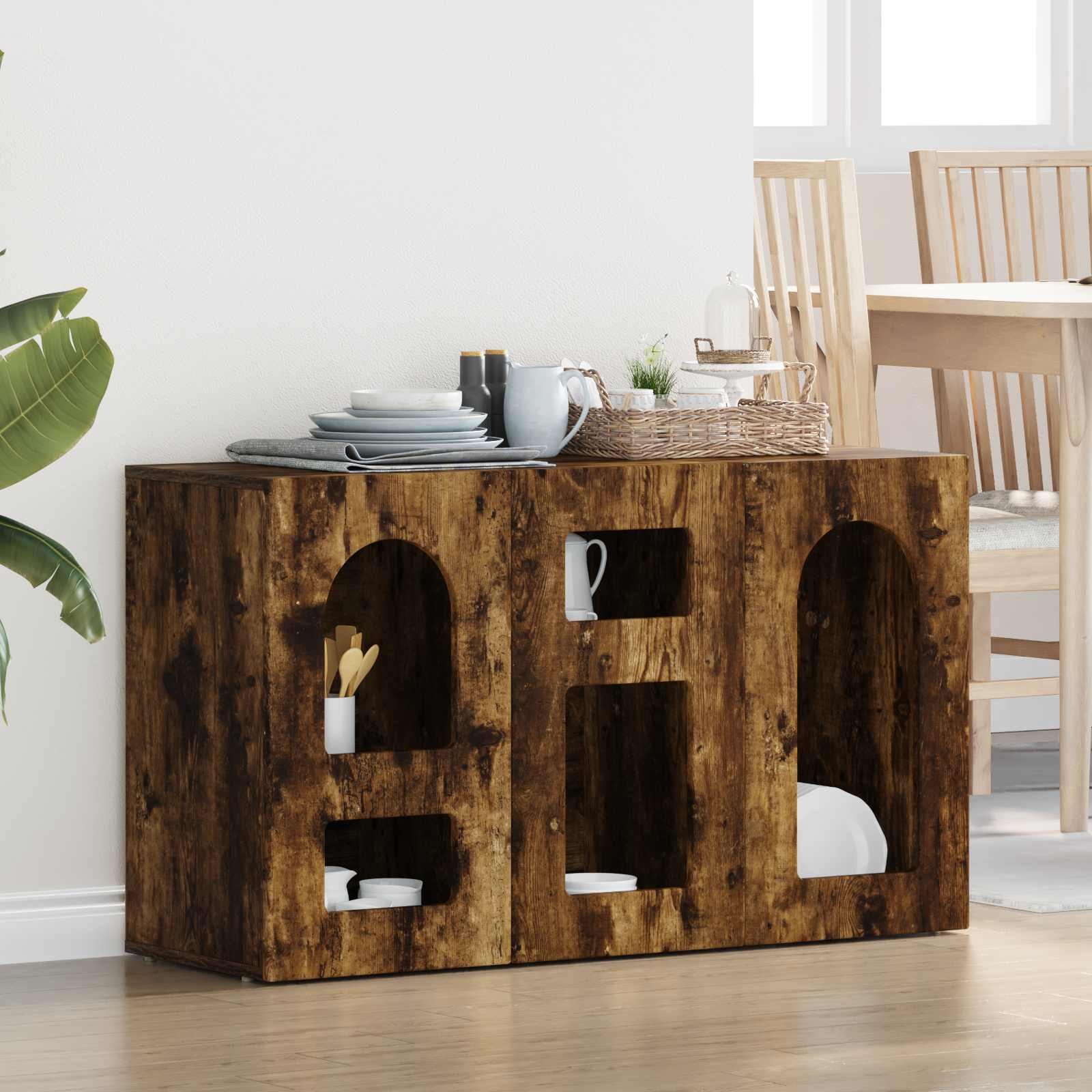 vidaXL Bufet Dąb wędzony 100 x 35 x 59 cm Materiał drewnopochodny