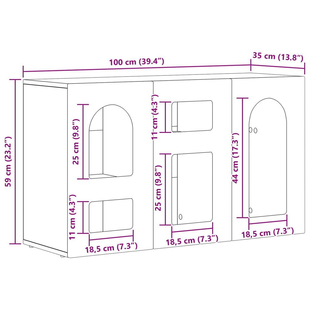 vidaXL Bufet Dąb wędzony 100 x 35 x 59 cm Materiał drewnopochodny