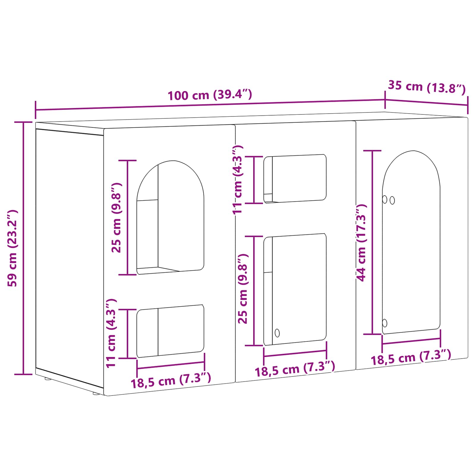 vidaXL Bufet Dąb wędzony 100 x 35 x 59 cm Materiał drewnopochodny