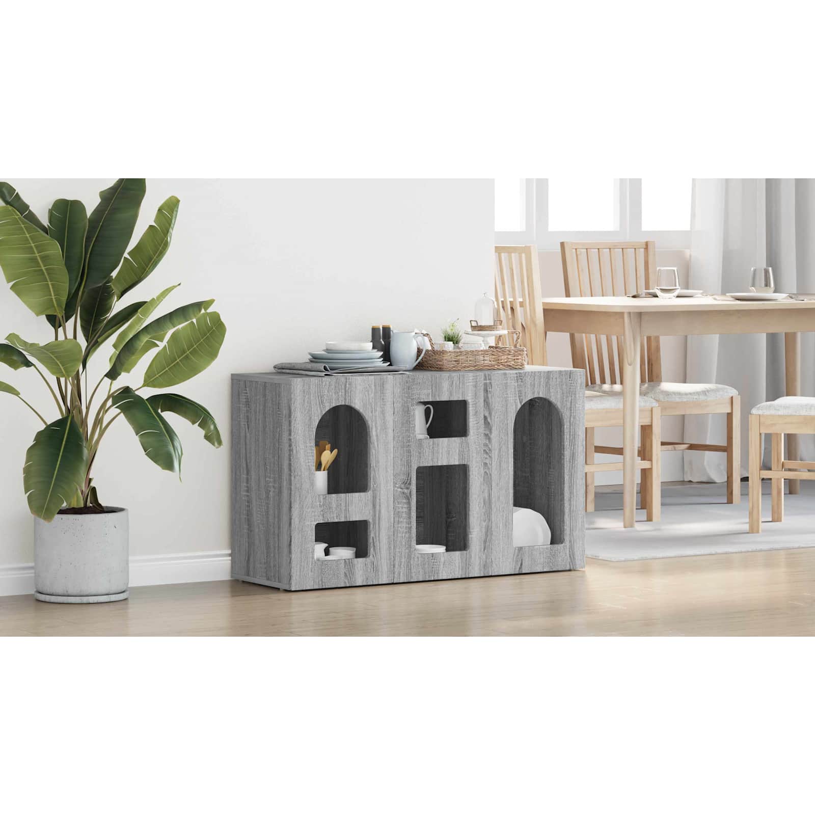 vidaXL Bufet ELST Szary Sonoma 100 x 35 x 59 cm Drewno inżynieryjne