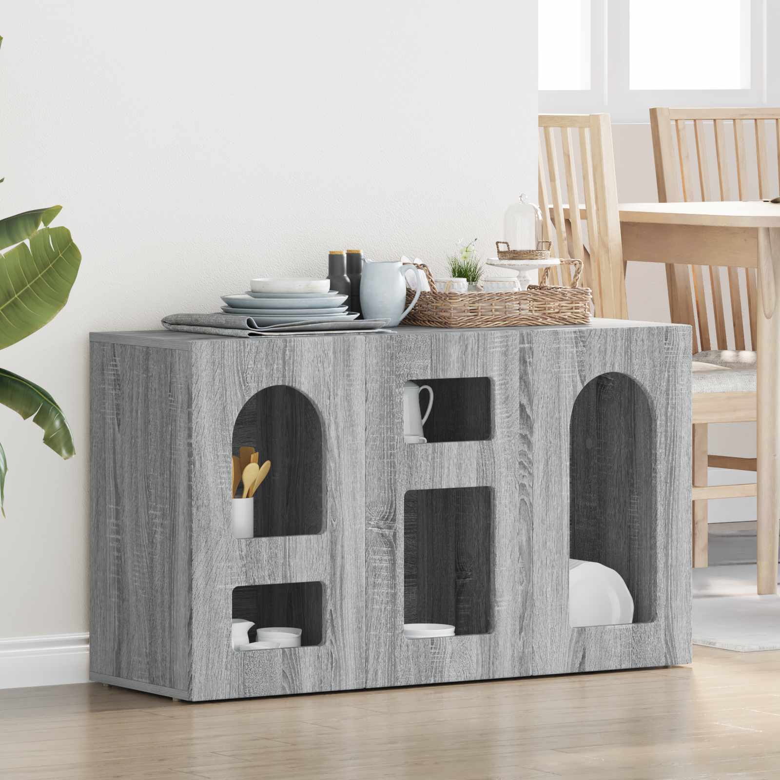 vidaXL Bufet Szary Sonoma 100 x 35 x 59 cm Materiał drewnopochodny