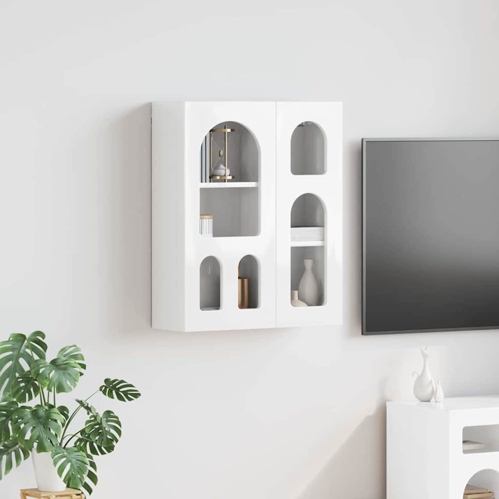 vidaXL Szafka wisząca z półką Wysoki połysk biały 59 x 20 x 71,5 cm