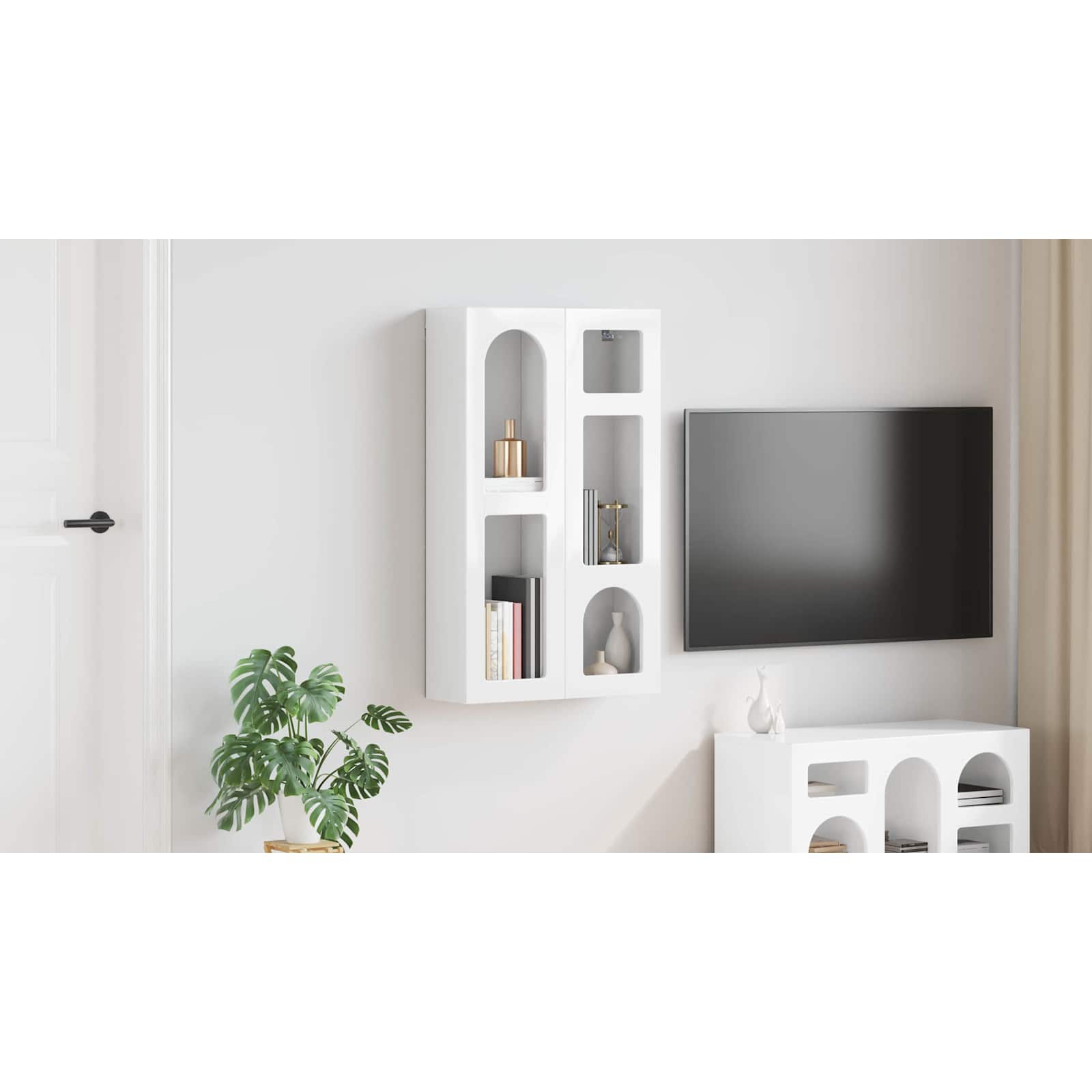 vidaXL Szafka wisząca ELST Biały wysoki połysk 59 x 20 x 100 cm